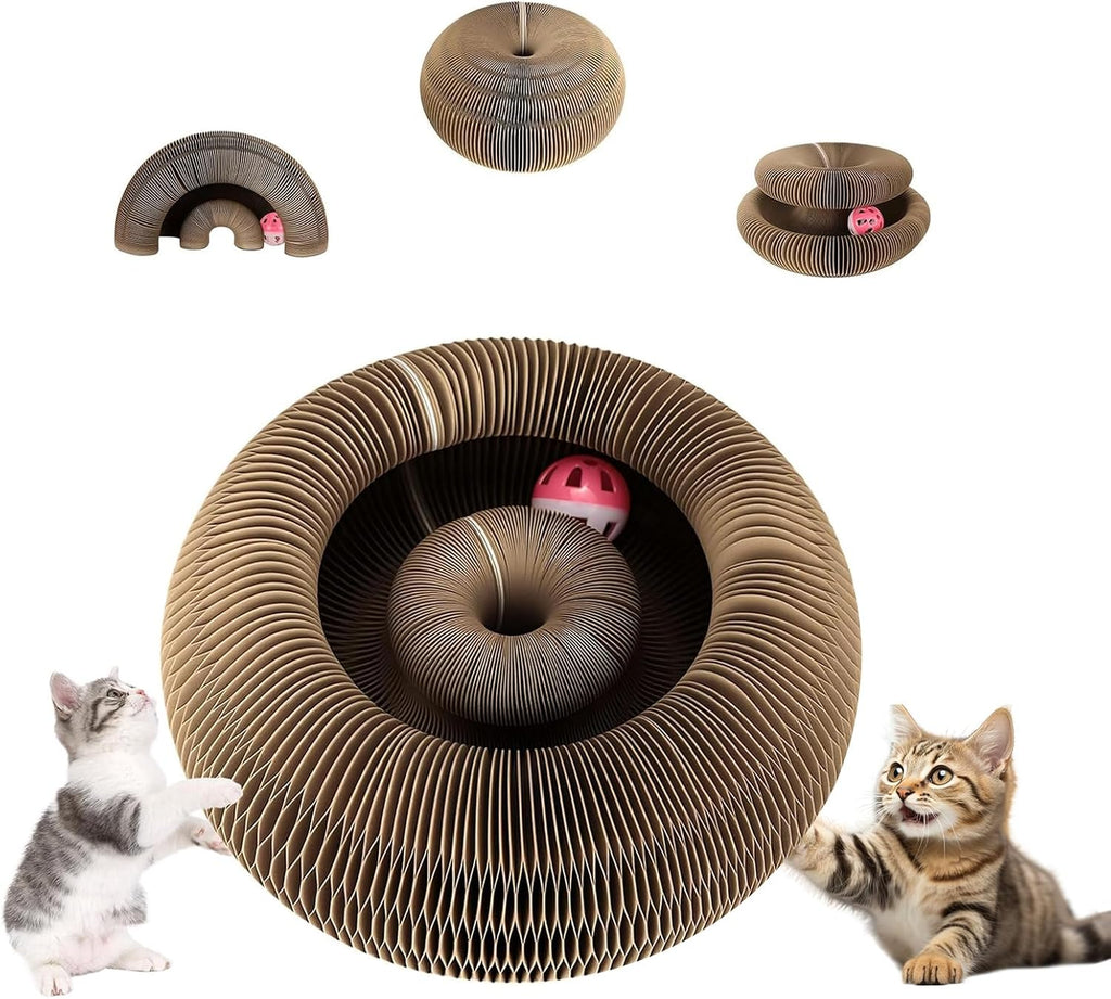 Cat Scratcher Board Foldable with Bell Ball, Magic Organ Cat Toy