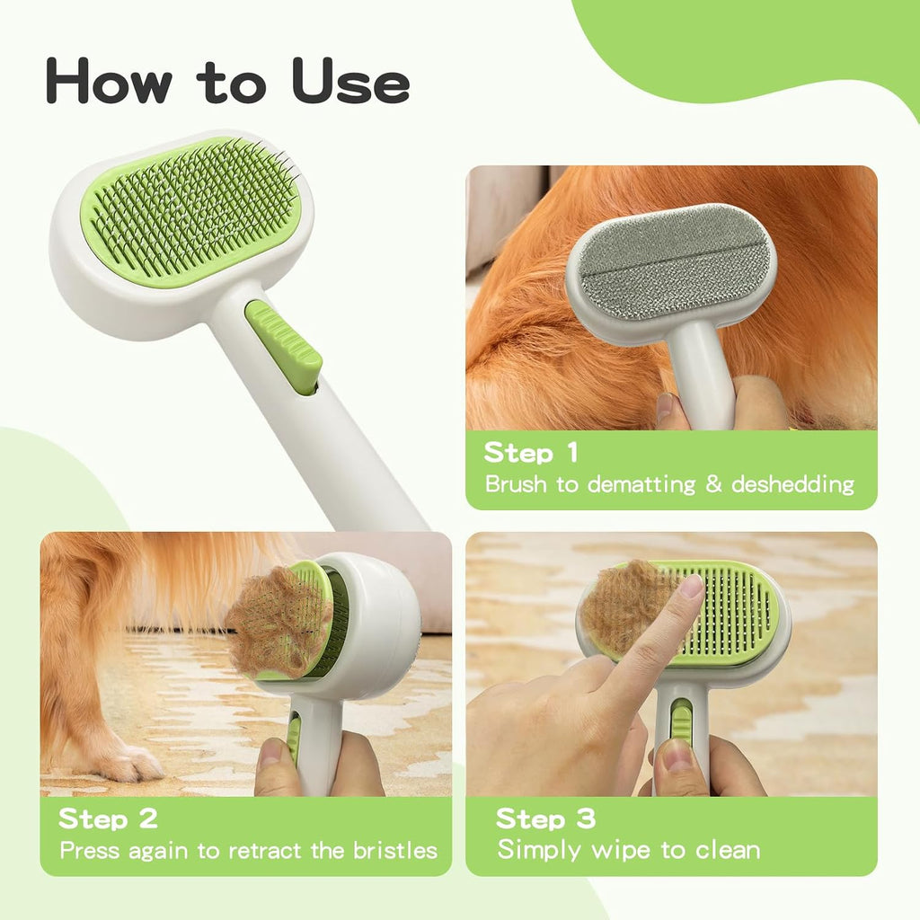 Double Sided Pet Grooming Brush for Dogs and Cats - Gentle Deshedding Tool for Long/Short Hair, Massage & Hair Removal - Indoor Grooming, Outdoor Use & Travel Friendly