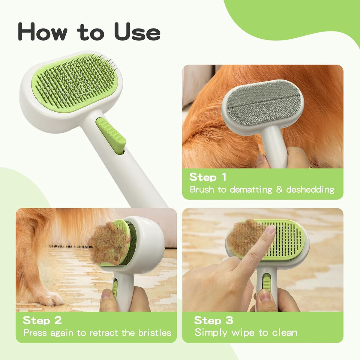 Double Sided Pet Grooming Brush for Dogs and Cats - Gentle Deshedding Tool for Long/Short Hair, Massage & Hair Removal - Indoor Grooming, Outdoor Use & Travel Friendly