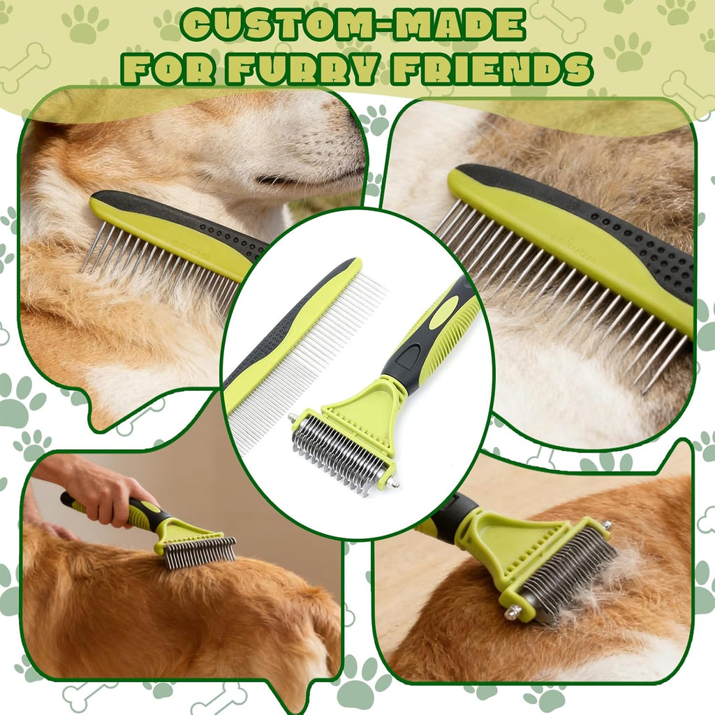 2-In-1 Pet Grooming Brush & Undercoat Rake for Dogs & Cats