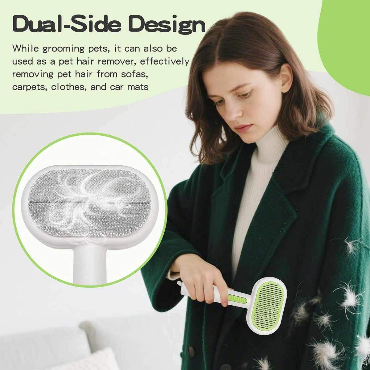 Double Sided Pet Grooming Brush for Dogs and Cats - Gentle Deshedding Tool for Long/Short Hair, Massage & Hair Removal - Indoor Grooming, Outdoor Use & Travel Friendly