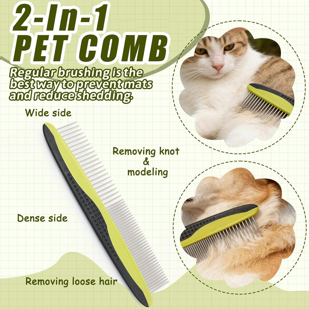 2-In-1 Pet Grooming Brush & Undercoat Rake for Dogs & Cats
