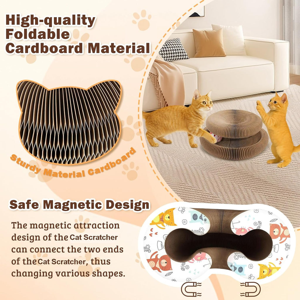 Cat Scratcher Board Foldable with Bell Ball, Magic Organ Cat Toy