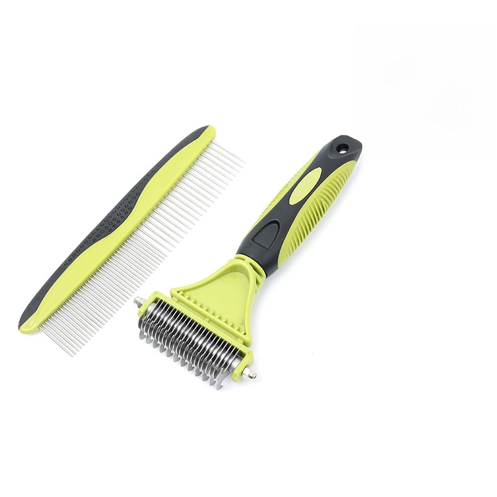 2-In-1 Pet Grooming Brush & Undercoat Rake for Dogs & Cats