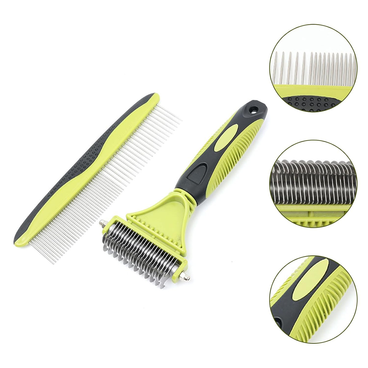 2-In-1 Pet Grooming Brush & Undercoat Rake for Dogs & Cats