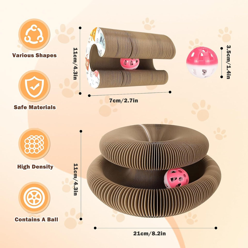 Cat Scratcher Board Foldable with Bell Ball, Magic Organ Cat Toy